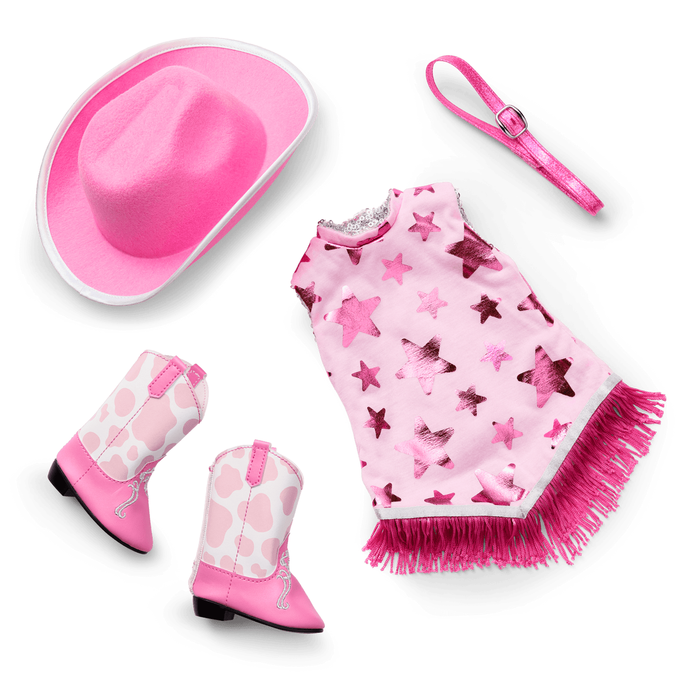 Glam Pink Cowgirl Outfit for 18-inch Dolls E6