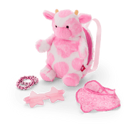 Pink Spotted Cow Backpack & Accessory Set for 18-inch Dolls Z1