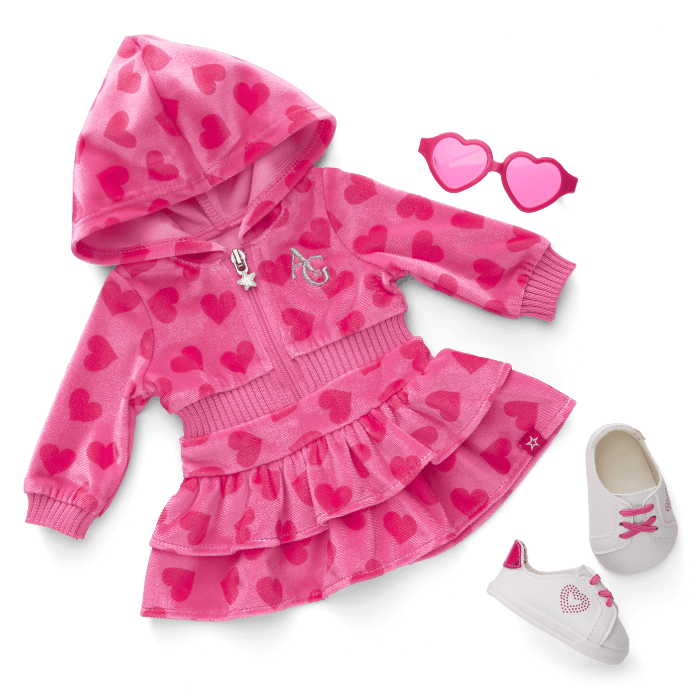 Pink Hearts Hoodie Dress for 18-inch Dolls P3
