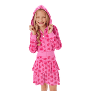 Pink Hearts Hoodie Dress for Girls G5