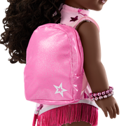 Pink Spotted Cow Backpack & Accessory Set for 18-inch Dolls Z1