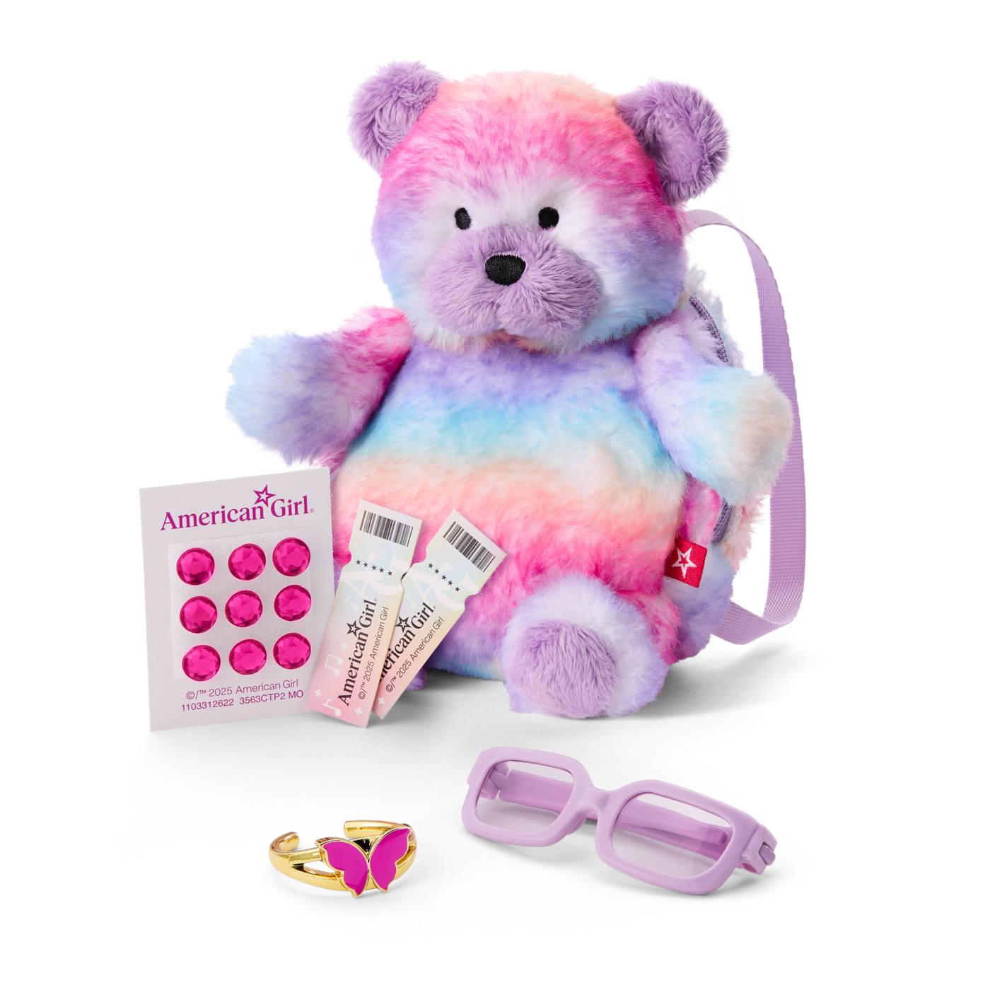 Colorful Teddy Bear Backpack & Accessory Set for 18-inch Dolls K1