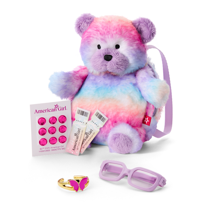 Colorful Teddy Bear Backpack & Accessory Set for 18-inch Dolls K1
