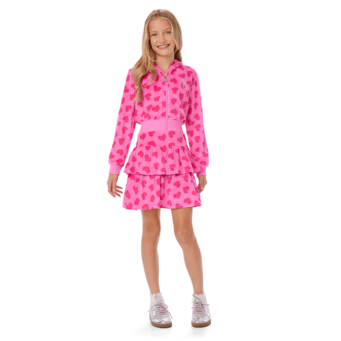 Pink Hearts Hoodie Dress for Girls O5