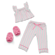 Raquel's™ Coastal Stripes Pajamas for 18-inch Dolls (Girl of the Year™ 2026) O9