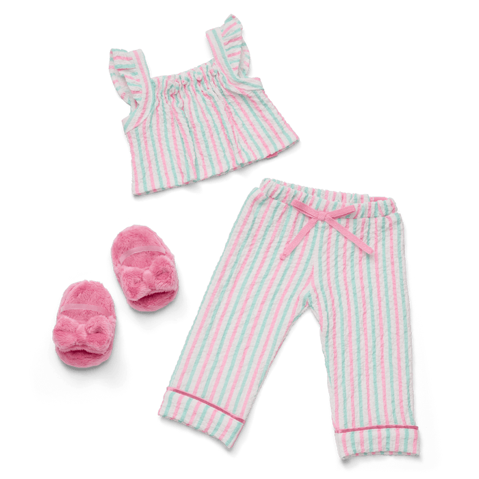 Raquel's™ Coastal Stripes Pajamas for 18-inch Dolls (Girl of the Year™ 2026) O9