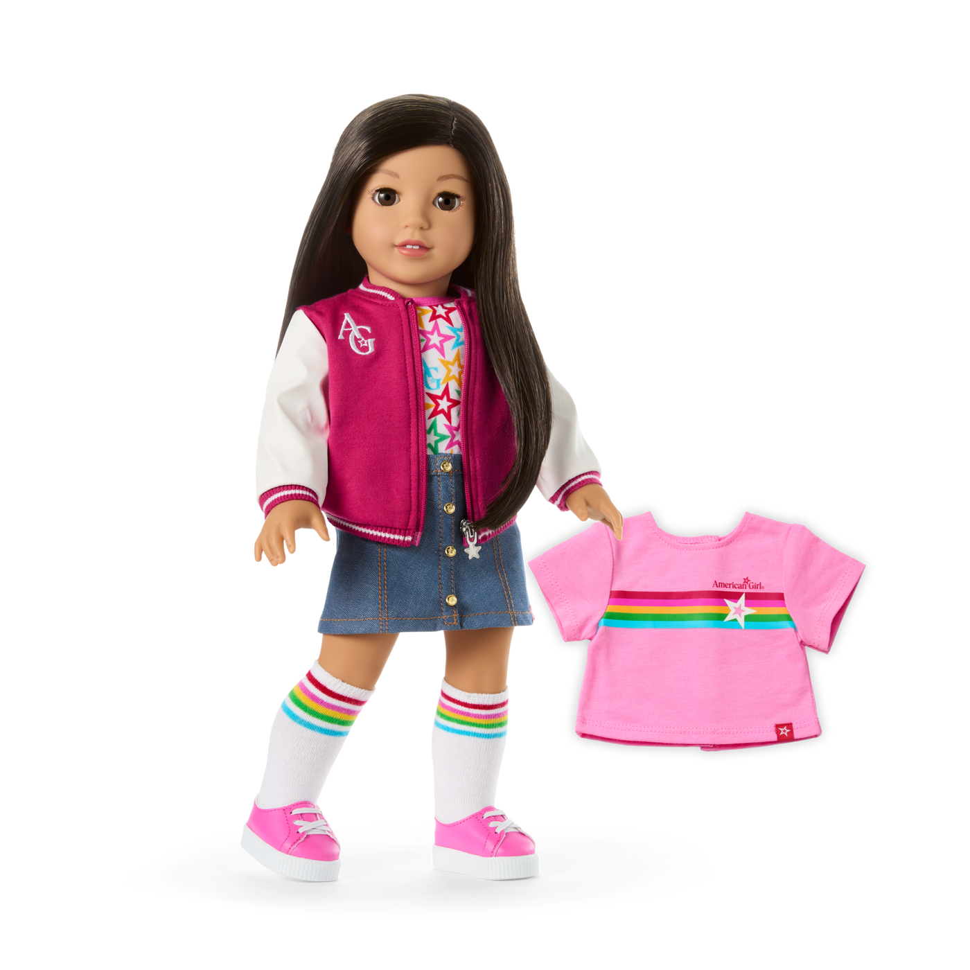 Truly Me™ 18-inch Doll #124 with straight black-brown hair Y6