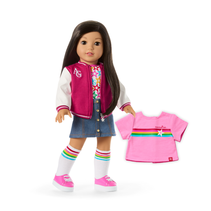 Truly Me™ 18-inch Doll #124 with straight black-brown hair W6