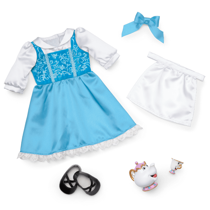 American Girl® Disney Princess Belle Blue Dress, Mrs. Potts, Chip & Accessories for 18-inch Dolls B9