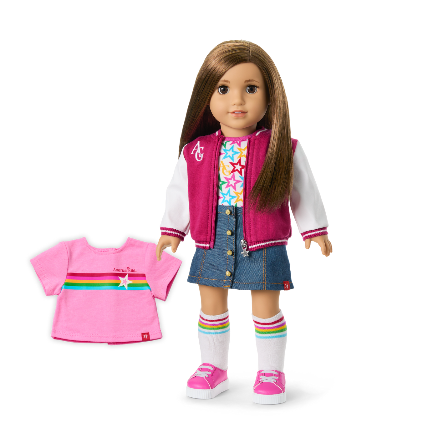 Truly Me™ 18-inch Doll #107 with straight brown hair F0