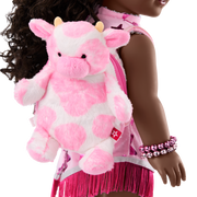Pink Spotted Cow Backpack & Accessory Set for 18-inch Dolls Z1