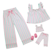Raquel's™ Coastal Stripes Pajamas for 18-inch Dolls (Girl of the Year™ 2026) O9