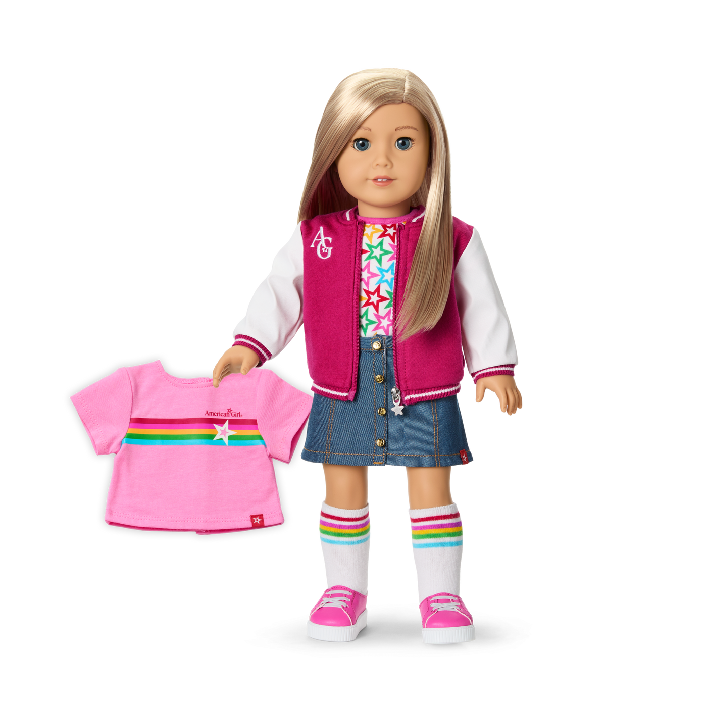 Truly Me™ 18-inch Doll #100 with straight layered blonde hair B3