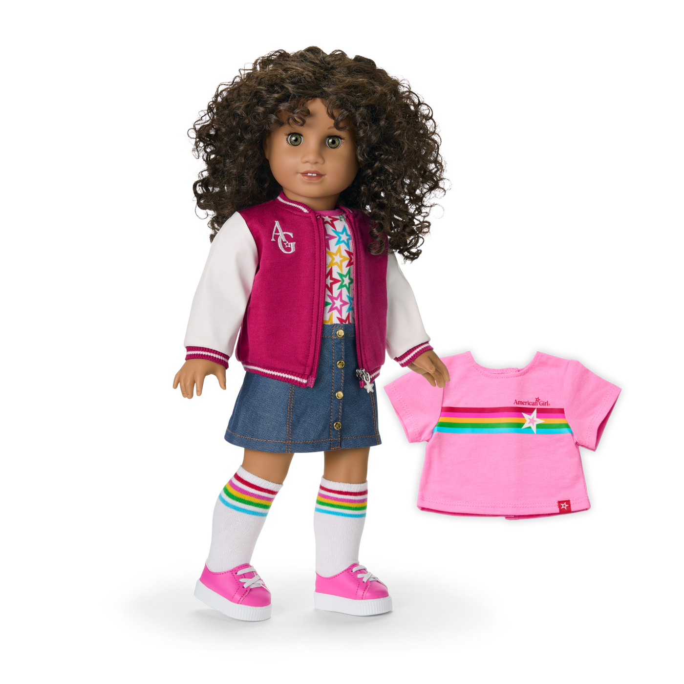 Truly Me™ 18-inch Doll #132 with curly dark-brown hair A2