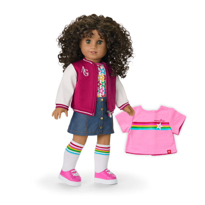 Truly Me™ 18-inch Doll #132 with curly dark-brown hair A2