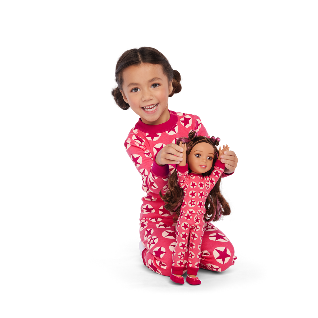American Girl® x Hanna Andersson Berry Bright Stars Pajamas for 14.5-inch Dolls F3