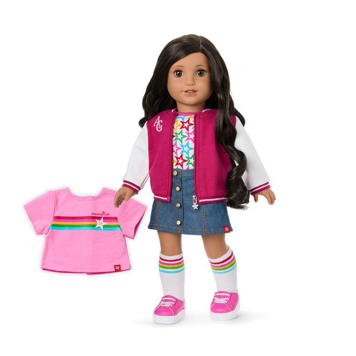 Truly Me™ 18-inch Doll #108 with curly black-brown hair O8