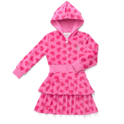 Pink Hearts Hoodie Dress for Girls O5