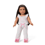 Raquel's™ Coastal Stripes Pajamas for 18-inch Dolls (Girl of the Year™ 2026) O9