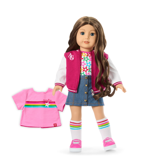 Truly Me™ 18-inch Doll #126 with wavy brown hair Z2