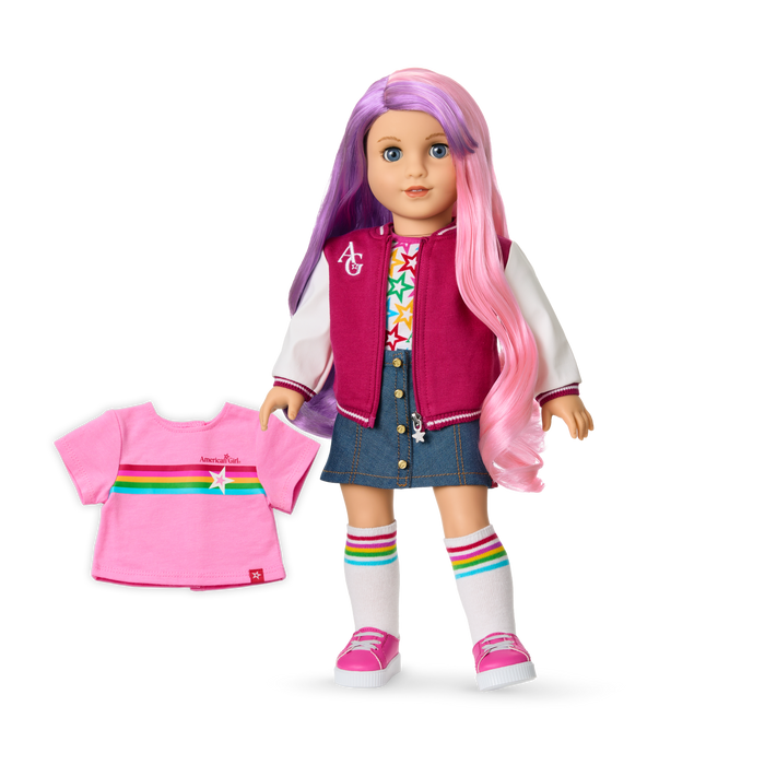 Truly Me™ 18-inch Doll #116 with wavy purple-and-pink hair K1