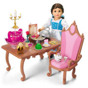 Disney Princess Belle Enchanted Castle Dining Set, Blue Dress & Friends Bundle for 18-inch Dolls Y4