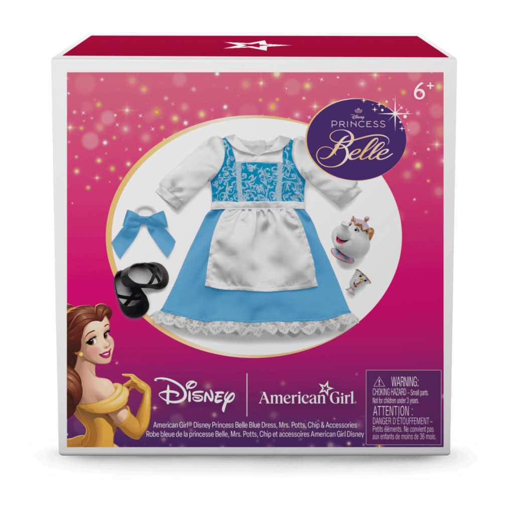 American Girl® Disney Princess Belle Blue Dress, Mrs. Potts, Chip & Accessories for 18-inch Dolls B9