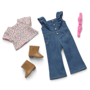 Western Flowers Denim Jumpsuit for 18-inch Dolls G8