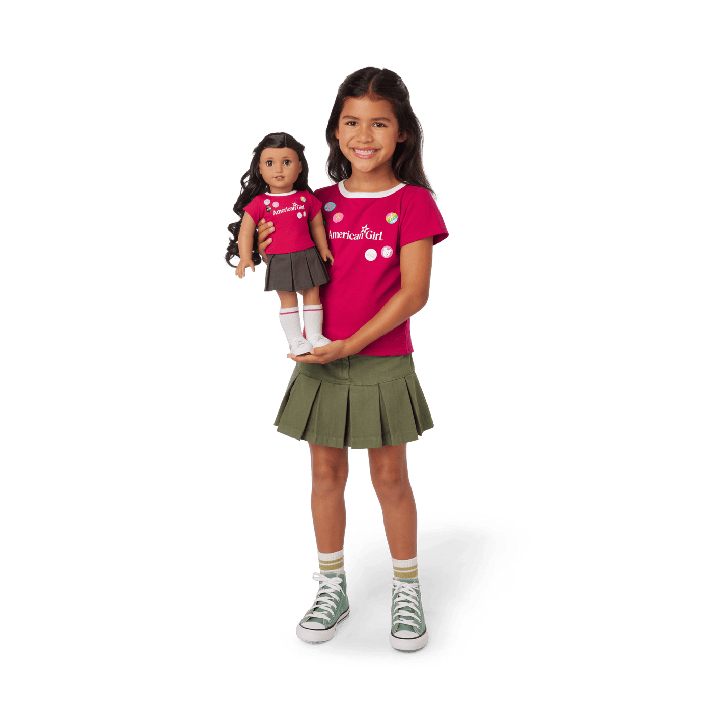 Matching AG™ Grin Pins Ringer Tee Set for Girls & 18-inch Dolls N0