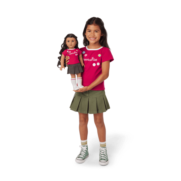 Matching AG™ Grin Pins Ringer Tee Set for Girls & 18-inch Dolls N0