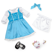 Disney Princess Belle Enchanted Castle Dining Set, Blue Dress & Friends Bundle for 18-inch Dolls Y4