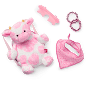 Pink Spotted Cow Backpack & Accessory Set for 18-inch Dolls Z1