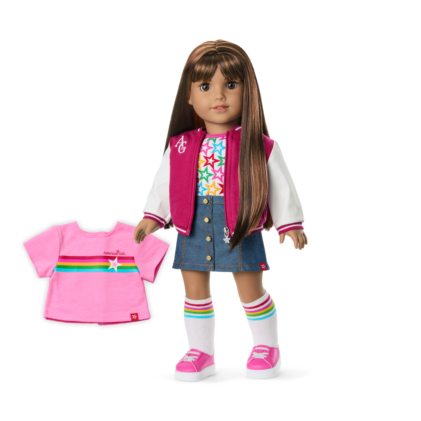 Truly Me™ 18-inch Doll #122 with straight dark-brown hair J8