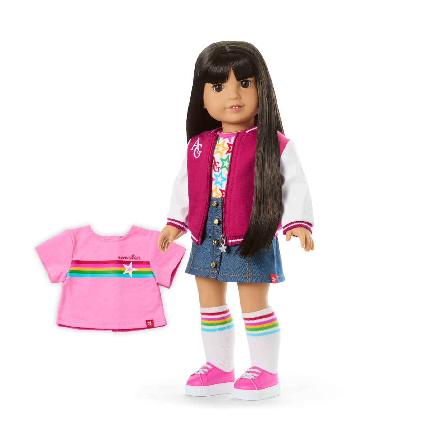 Truly Me™ 18-inch Doll #130 with straight black-brown hair F4