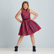 Pretty Plaid Christmas Dress for Girls E2