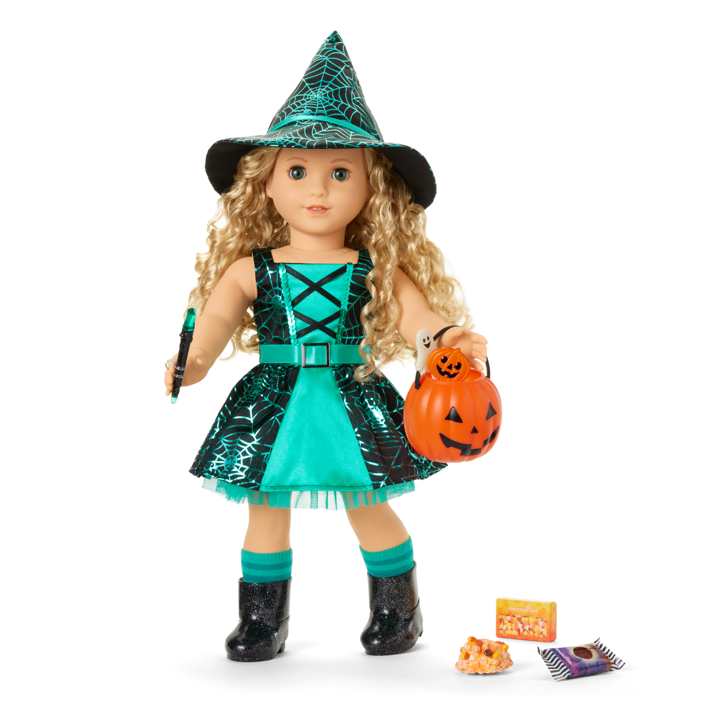 Witchy Webs Costume & Trick-or-Treat Set Bundle for 18-inch Dolls X1