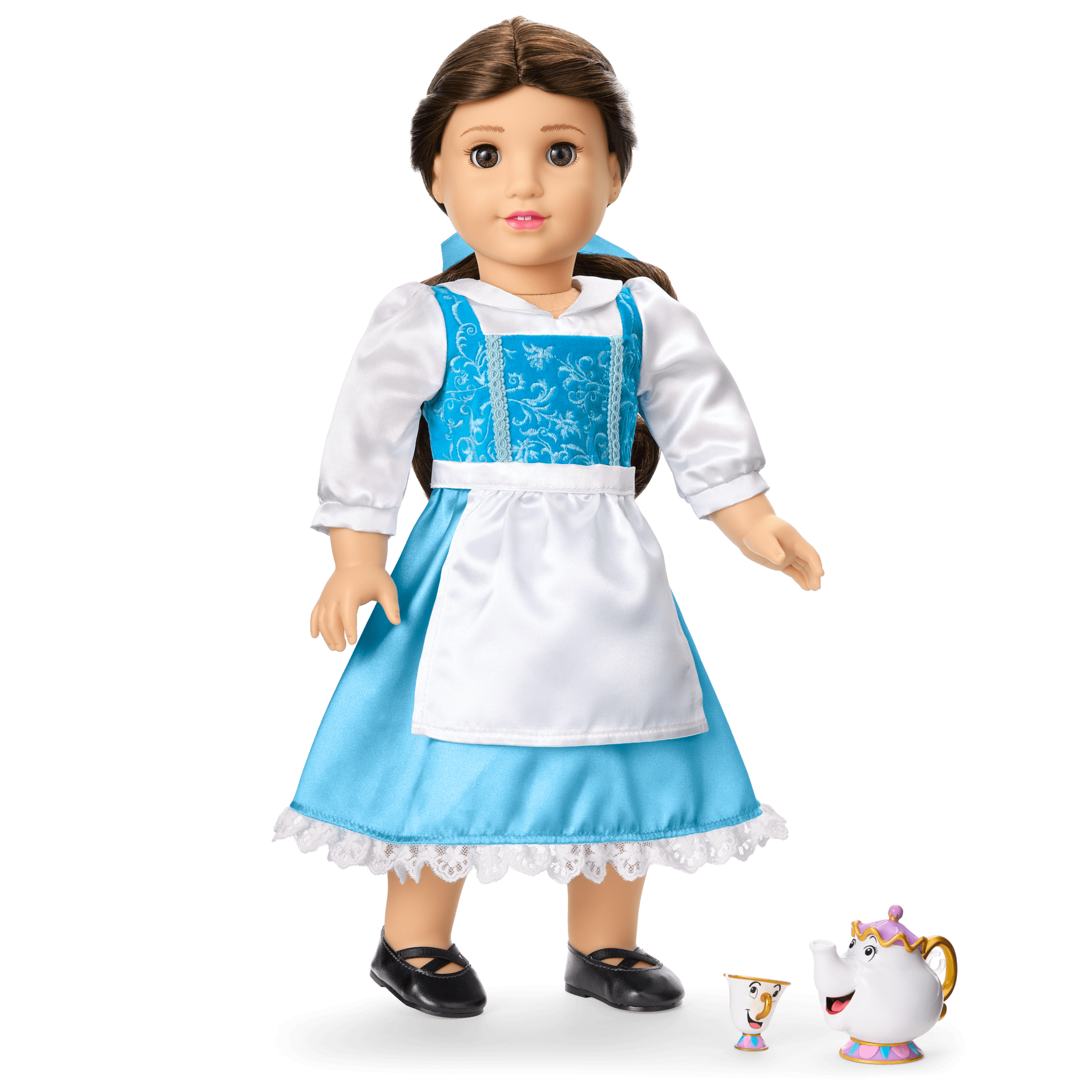 American Girl® Disney Princess Belle Blue Dress, Mrs. Potts, Chip & Accessories for 18-inch Dolls B9