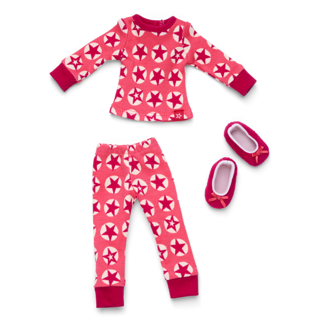 American Girl® x Hanna Andersson Berry Bright Stars Pajamas for 14.5-inch Dolls F3