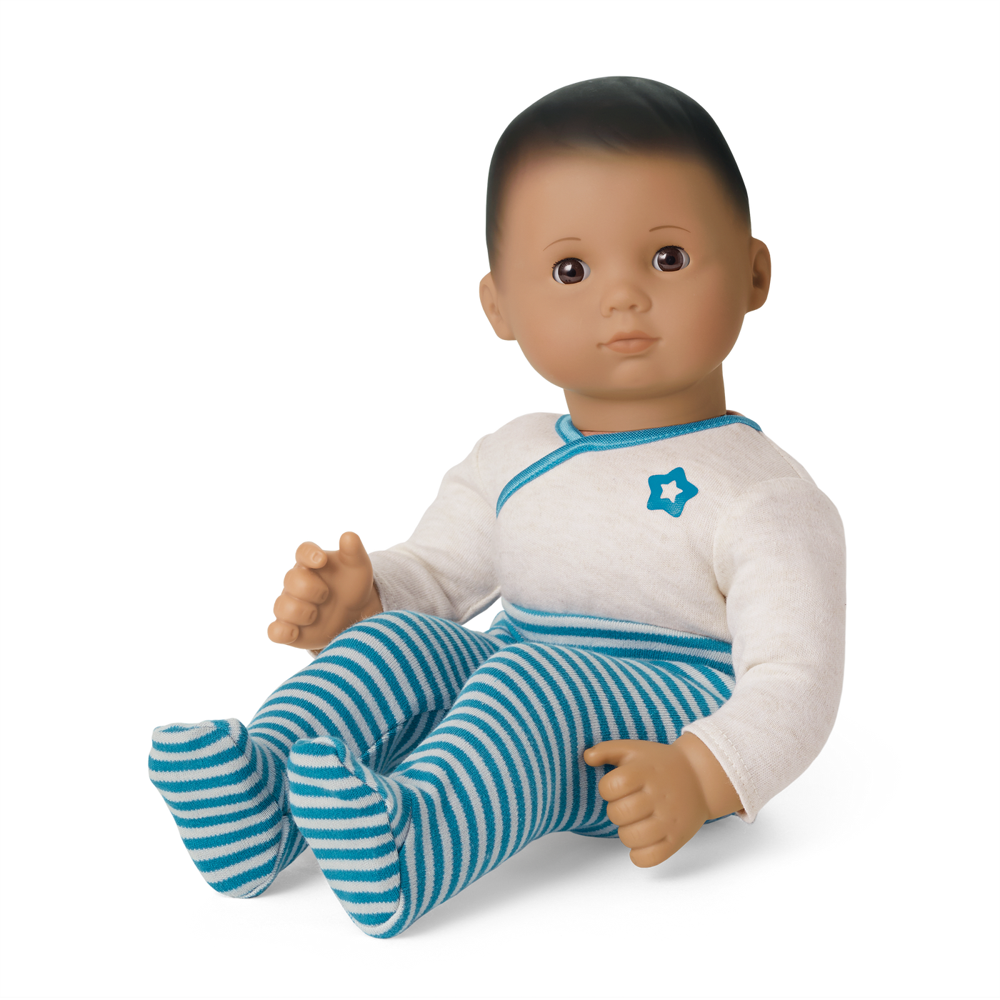 Bitty Baby® Doll #5 with dark brown hair in Soft Blue B9