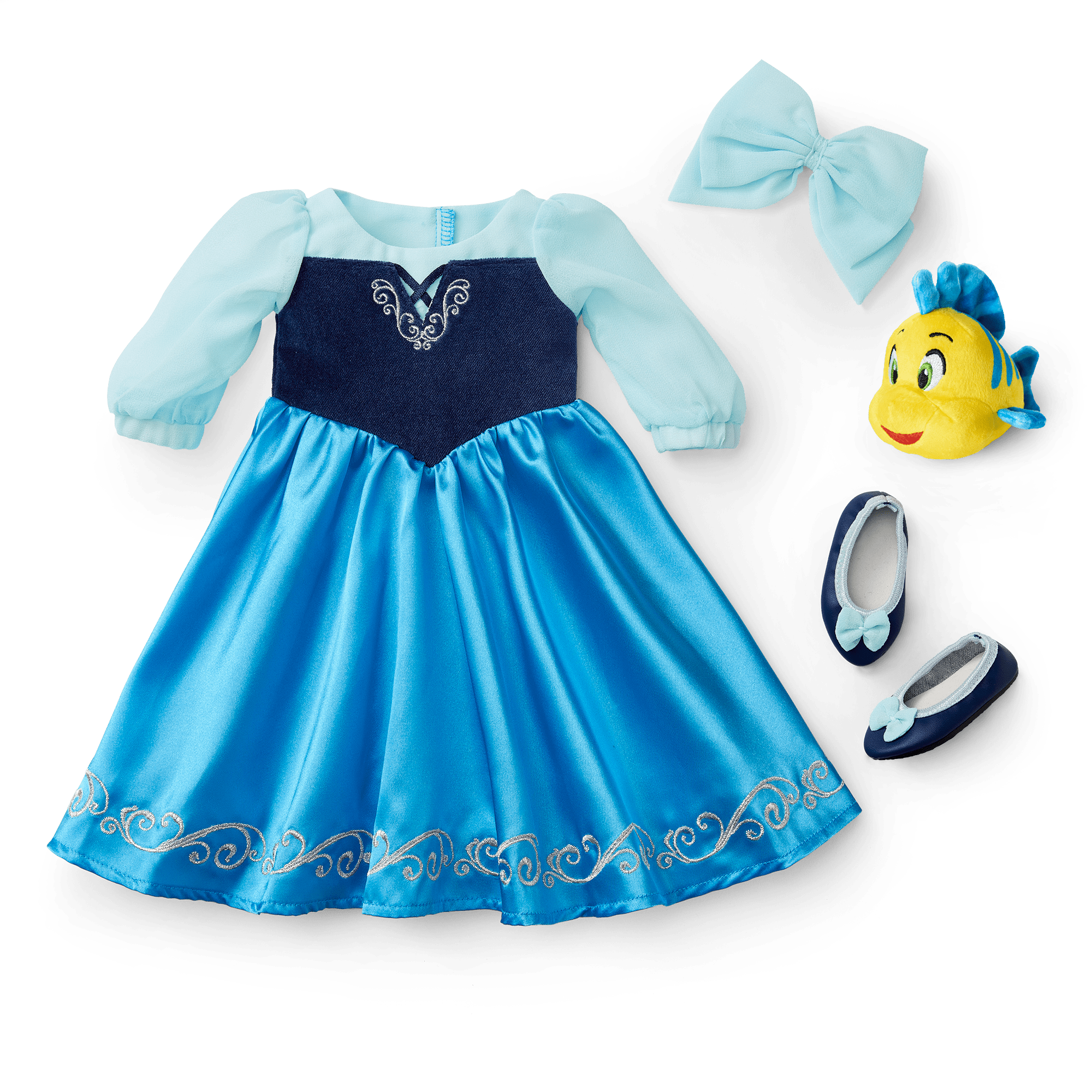 American Girl® Disney Princess Ariel Day Dress, Flounder & Accessories for 18-inch Dolls E5