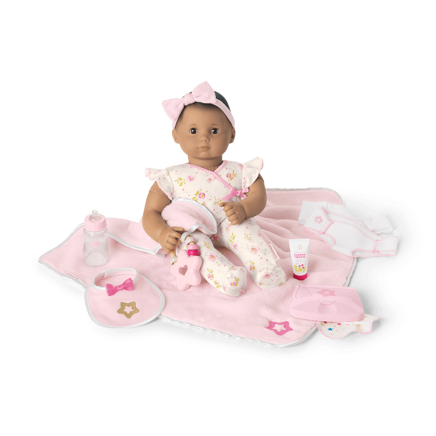 Bitty Baby® Doll #5 with brown hair Care & Play Set L4