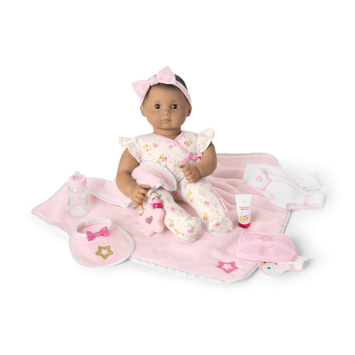 Bitty Baby® Doll #5 with brown hair Care & Play Set L4