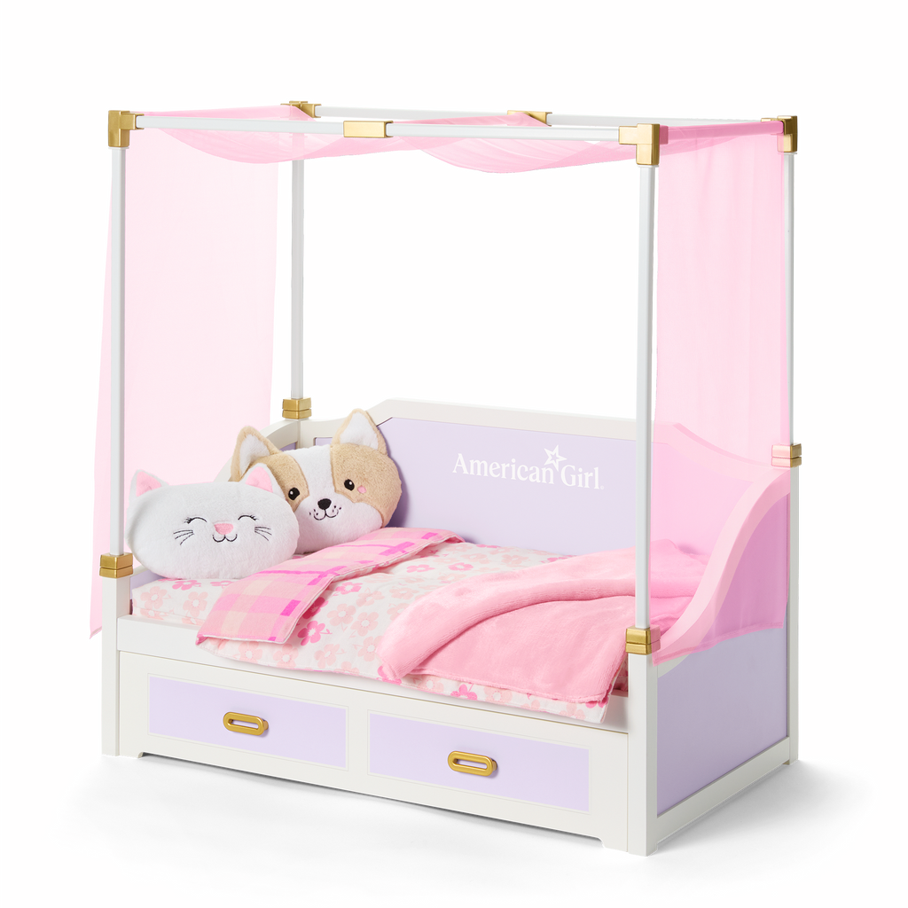 All Set for Sleepovers Canopy Bed for 18-inch Dolls D4