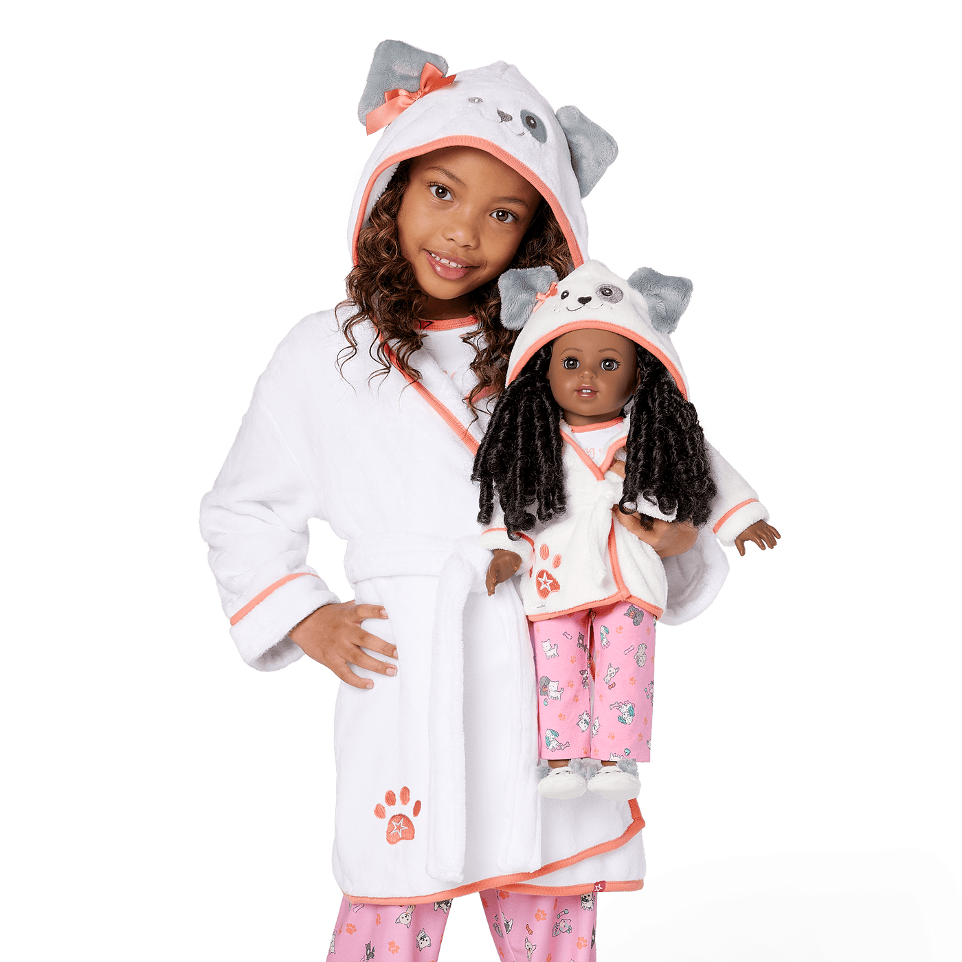Comfy Puppy Robe Set for Girls & 18-inch Dolls A4