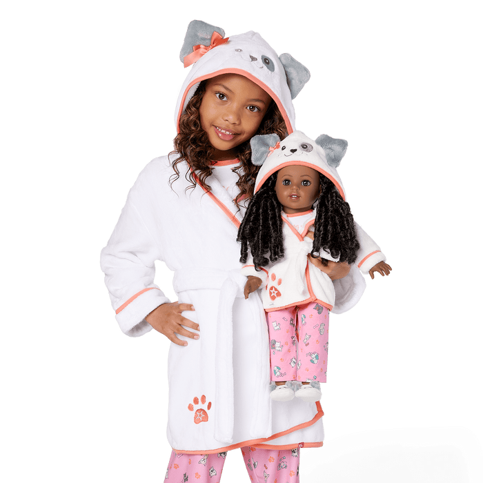 Comfy Puppy Robe Set for Girls & 18-inch Dolls A4
