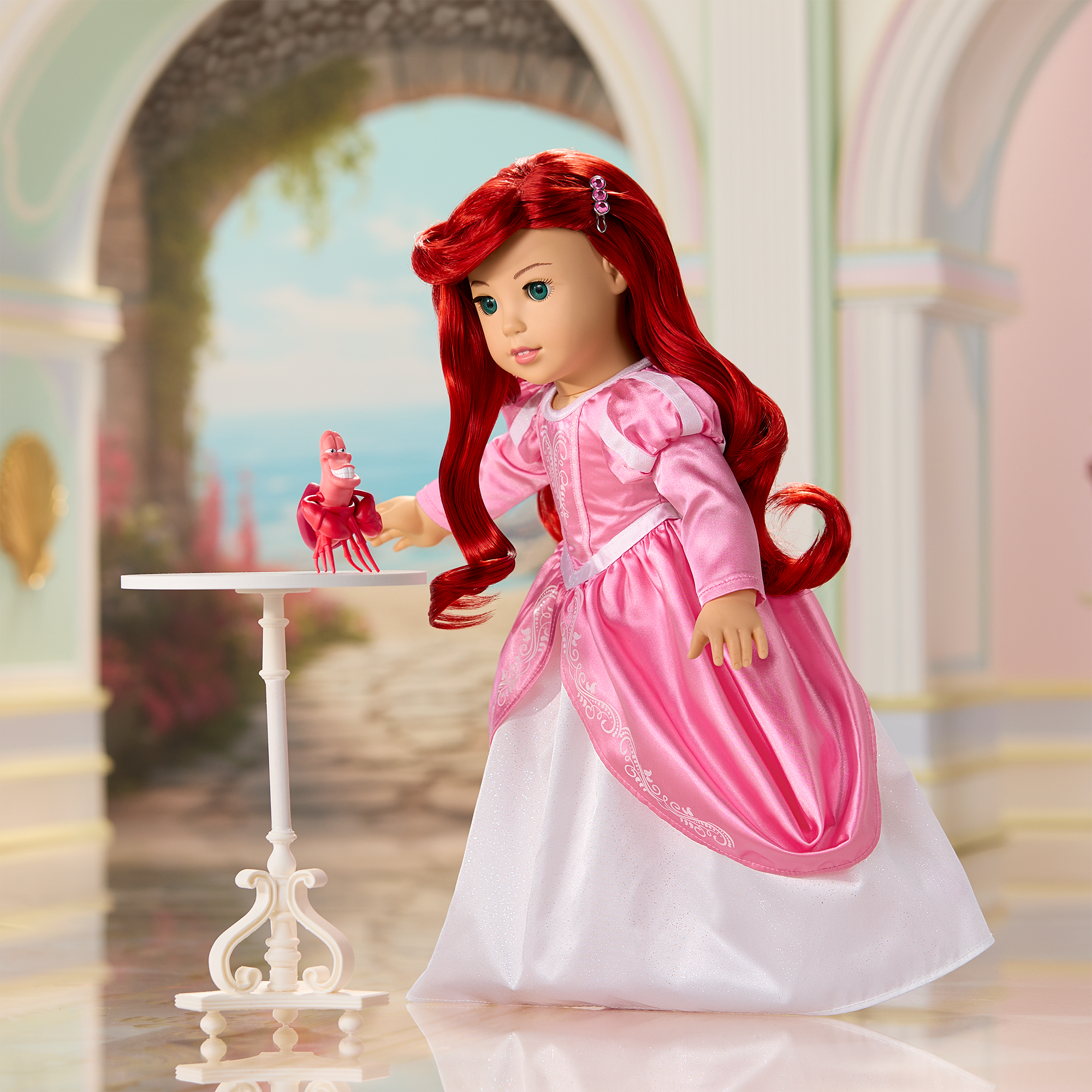 American Girl® Disney Princess Ariel Castle Ball Gown, Sebastian & Accessories for 18-inch Dolls Q2