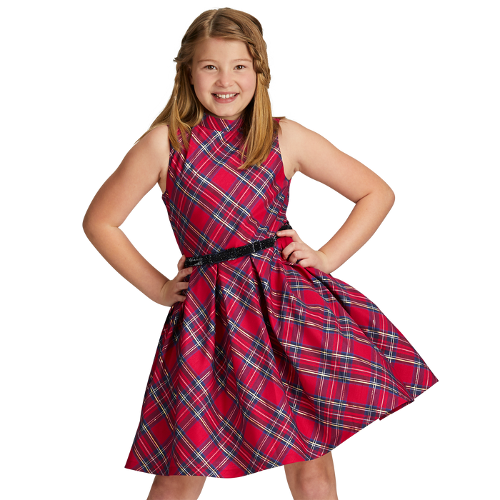 Pretty Plaid Christmas Dress for Girls H5
