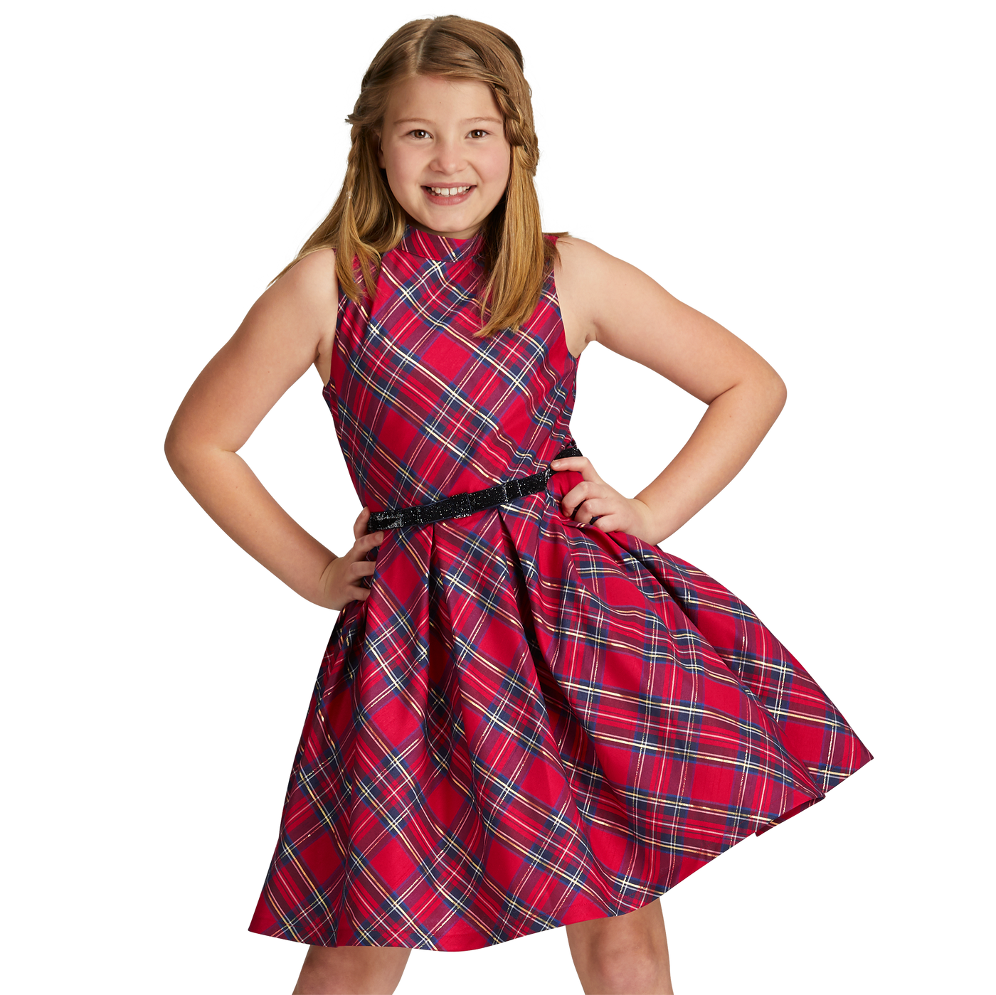 Pretty Plaid Christmas Dress for Girls E2