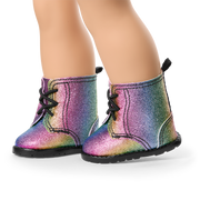 Glittery Rainbow Boots for 18-inch Dolls Q5