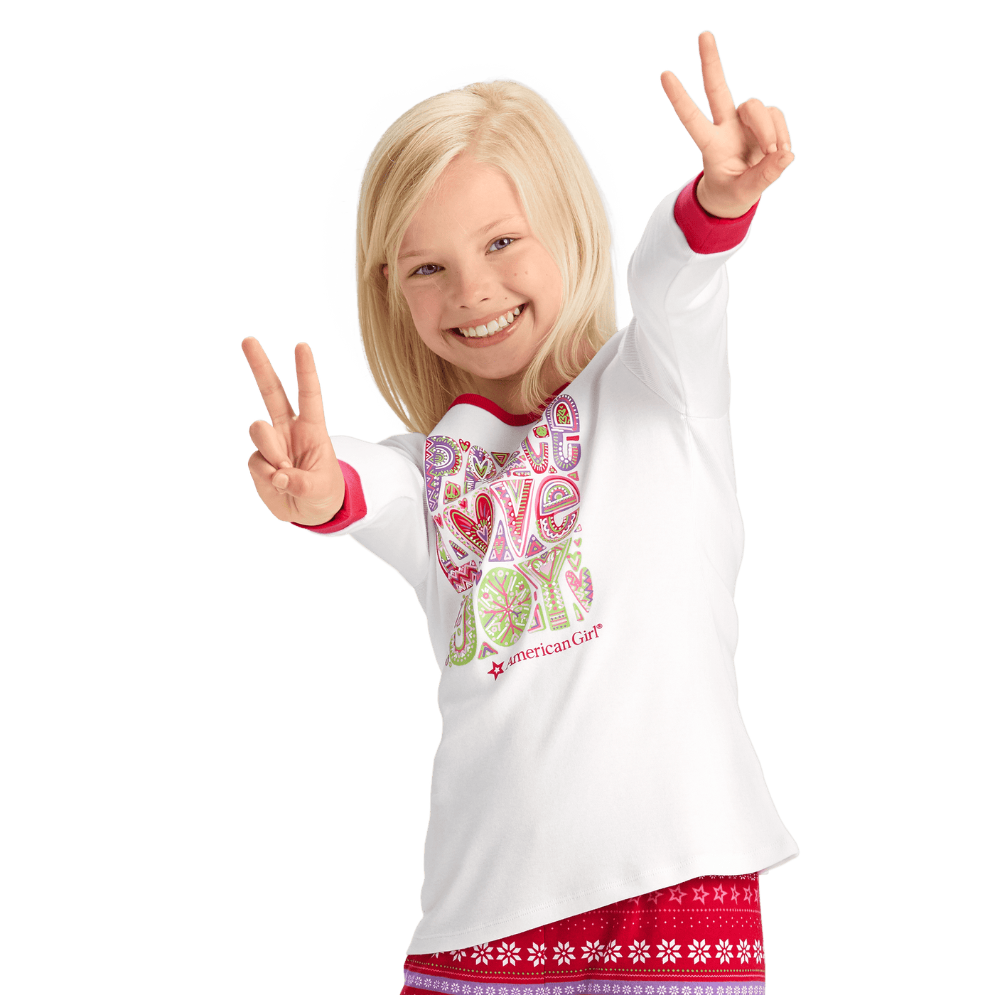 Peace, Love & Joy PJ Top for Girls Q1